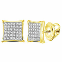 Yellow-tone Sterling Silver Womens Round Diamond Kite Square Earrings 1/4 Cttw - £100.05 GBP