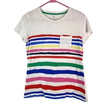 Talbots Rainbow Stripe Pocket Shirt Womens XS Short Sleeve Crew Neck Cotton - £8.68 GBP