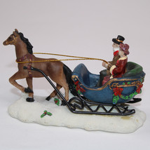 Holiday Time Horse Drawn Sleigh Ride Figurine Christmas Village Collection - £7.46 GBP