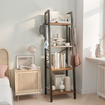 Ymyny 4 Tiers Ladder Bookcase, Industrial Narrow Bookshelf, Open, Uhbc024H - £39.75 GBP