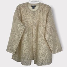 SAINT Tropez West Burn Out Linen Blend Button Jacket Sz 1X - £18.53 GBP