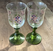 Set Of 2 Studio Nova Sweet Harvest Hand Painted Etched Stemmed Wine Gobl... - $32.40
