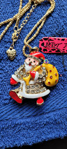 New Betsey Johnson Necklace Santa Clause Red White Yellow Christmas Holiday Nice - £11.71 GBP