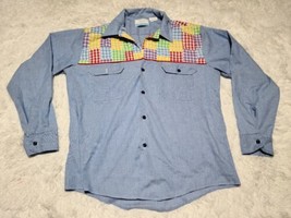 Sears Fieldmaster Gingham Patchwork L Shirt (16-16.5) LS Button Down Perma-Press - £18.14 GBP