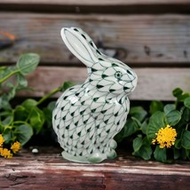 Andrea By Sadek Fishnet Bunny Green White Porcelain Hand Painted Easter Rabbit - £28.39 GBP