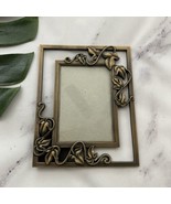 Vintage Y2k Bronze Metal Picture Frame Leaves Plants Cottagecore 3x5 in ... - $22.76