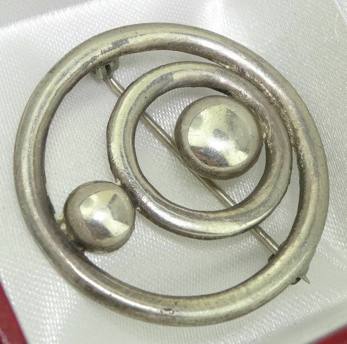 Primary image for VTG STERLING SILVER PIN HP HERBERT PLATERO NAVAJO DINE MODERNIST CIRCLES JEWELRY