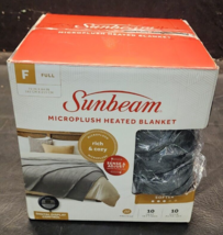 Sunbeam Channeled Microplush Heated Electric Warming Blanket FULL Grey V... - £43.16 GBP