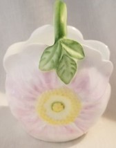 Enesco 1981 Bone China Trinket Flower Basket Pink Petal Mini Collectible - £7.81 GBP
