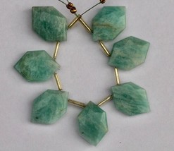 Natural 7 piece faceted amazonite gemstone hexagon briolette beads, 13x20 mm, sk - £27.38 GBP