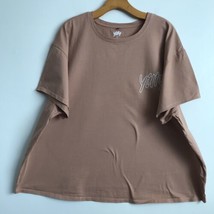 Yitty By Lizzo T-Shirt 2X Brown Sugar Embroidered Short Sleeve Oversized... - £18.03 GBP