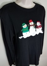 Women&#39;s Westbound Snowman Tee Long Sleeve Black 100% Cotton Sz M EUC - £3.93 GBP