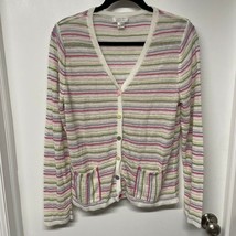 Christopher &amp; Banks Womens Colorful Striped Sheer Cardigan Sweater Size Large - £7.82 GBP