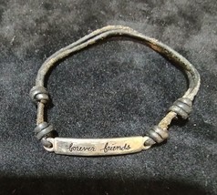 925 silver Forever Friends Engraved Girls Leather Bracelet - £7.03 GBP