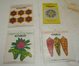 Lot Of 4 Coloring Books - Grid Designs, Seashells, Butterflies, Snowflakes - £5.49 GBP
