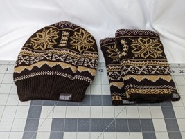 Muk Luks Hat Wrist Warmers Lot Brown - £5.37 GBP