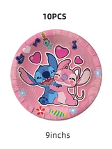 1/6/10/20pcs Pink Cute Lilo Stitch Angel Birthday Party -10pcs 9inchs plate - $3.99 CAD