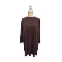 Eileen Fisher Burgundy Shift Dress Size S Small Long Sleeve Purple - £23.73 GBP