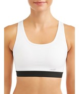 Avia Wirefree Sports Bra SMALL Med. Support White W Black Racerback Comp... - $22.53 CAD