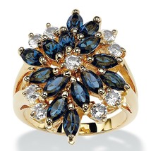 PalmBeach Jewelry Blue Crystal Gold-Plated Floral Cluster Ring - £27.20 GBP