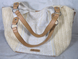 Sakroots Hobo Shoulder Bag Purse Straw Beige Geometric Woven Shopper Han... - £13.91 GBP