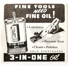 1947 3 In One Oil Machine Grade Lubricant Advertisement Vintage Tool Sup... - $10.00
