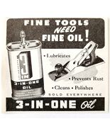 1947 3 In One Oil Machine Grade Lubricant Advertisement Vintage Tool Sup... - $13.94 CAD
