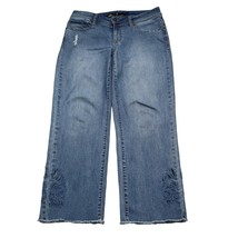 Seven 7 Premium Pants Womens 8 Blue Embroidered Mid Rise Ankle Straight Jeans - $29.68