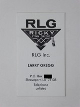 Larry Gregg, Ricky Lynn Gregg Manager Business Card Country Music Star RLG - £7.14 GBP