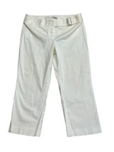 Express Design Studio Editor White Cream Cropped Pants Sz 6 30 x 22 Belt Front - £15.25 GBP