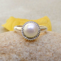 Sterling Silver Pearl Ring Silver Twsited Ring Wedding Jewelry freshwater pearl  - £24.04 GBP