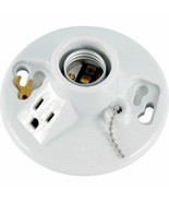 Porcelain LAMPHOLDER Medium Base LIGHT Bulb FIXTURE Pull chain &amp; Outlet ... - $611.59 MXN
