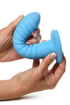 Simply sweet ribbed silicone dildo blue - $68.73