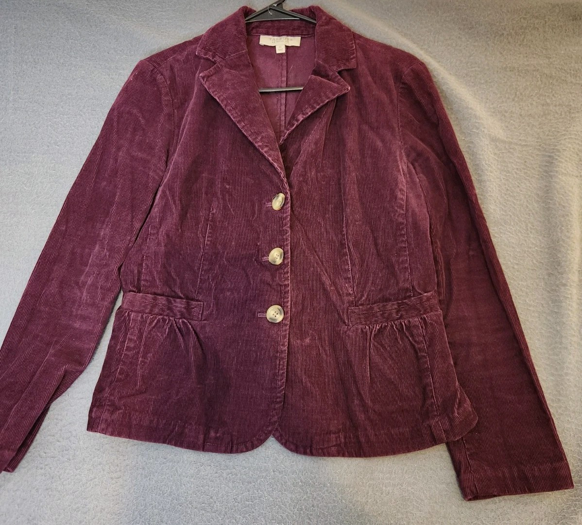 Talbots Corduroy Jacket Womans Sz 8P Plum Office Wear Fitted Waist Long ... - $21.73