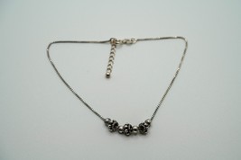 Vintage Sterling Silver Bead Anklet / Bracelet 9&quot;-10&quot; - $19.01
