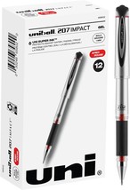 Uniball Signo 207 Impact Stick Gel Pen, 12 Red Pens, 1.0Mm Bold, Ballpoi... - $31.99