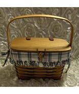 LONGABERGER HEARTLAND SMALL PURSE BASKET/(10839)WOODEN LID/LEATHER HINGES - $54.26 CAD