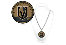 VEGAS GOLDEN KNIGHTS MARDI GRAS SPORT BEADS NECKLACE WITH MEDALLION - £9.72 GBP