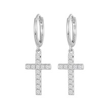 Religion Cross Moissanite Earrings For Women 925 Sterling Silver Hip Hop Jewelry - £52.85 GBP