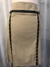 The Limited Women&#39;s Skirt Beige w/ Faux Leather Size 12 - £19.78 GBP