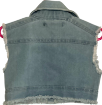 LIMITED TOO Girl's Cropped Blue Denim Vest Button Up Sleeveless Freyed Size 4 image 6