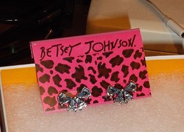 BETSEY JOHNSON LIGHT BLUE RHINESTONE BOW STUD EARRINGS NWT - $18.00