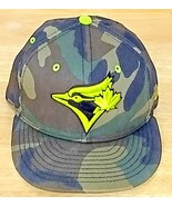 New Era Toronto Blue Jays Woodland Camo Lime 59Fifty Fitted Hat Cap Size... - $19.79