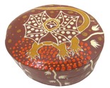 VTG Tobwabba Aboriginal Art Handpainted Trinket Box Frillneck Lizard Pap... - $16.82