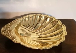 Elegant ~ Gold Finish Shell &amp; Fruit Design ~  Metal ~ Candy Dish ~ Servi... - £17.65 GBP