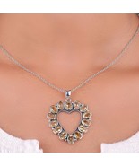 Hermoso collar colgante de piedras preciosas de citrino en forma de cora... - $62.50