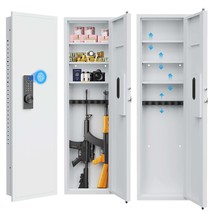 53&quot; Fingerprint Gun Safe, In-Wall Hidden Rifle Safe (White) - £168.07 GBP