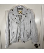 Charlie Women&#39;s XS Soft Leather Moto Jacket Distressed White Grunge Stea... - $107.53