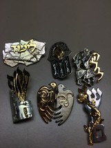 Lot of 6 Eytan Brandes Silver &amp; Gold Tone Lapel Pin Brooch Pendants Hebrew - $123.74