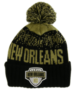 New Orleans City Name Rubber Patch Ribbed Winter Knit Pom Beanie (Khaki/... - £15.94 GBP